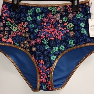 Aerie Floral Foil Trim High Waisted Bikini Bottoms